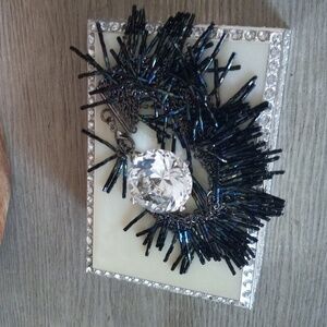 Stunning Black Beaded Necklace with Crystal Pendant